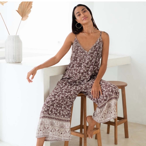 The Fox and The Mermaid Aaliyah Jumpsuit: Walnut - Picture 1 of 4